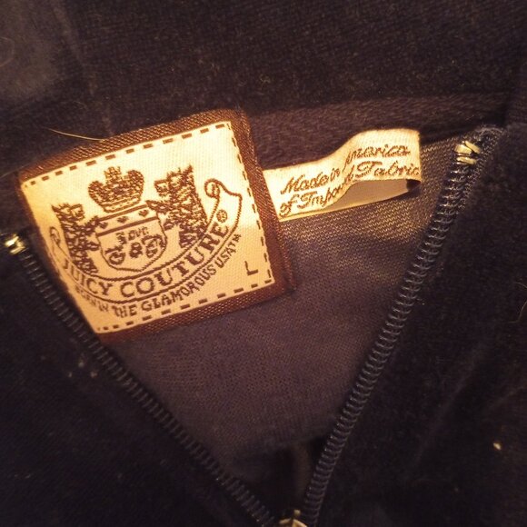 Juicy Couture Vintage Tracksuit Navy blue velour 2 pc set L Lightly used! - Picture 11 of 15